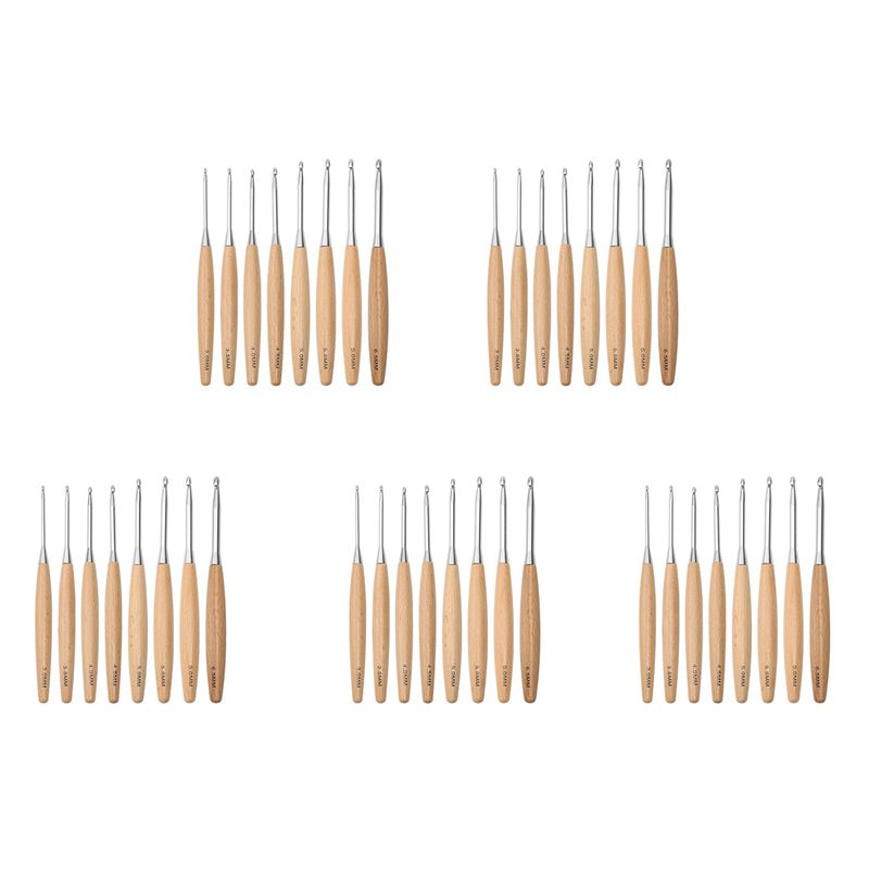 Wooden Crochet Hooks Ergonomic Handle - ABJI-40 piezas de ganchos de ganchillo