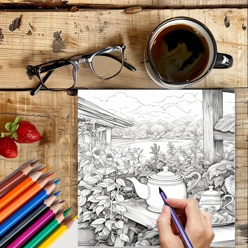 Libro para colorear Tea In The - Painting Supplies reseña y precio